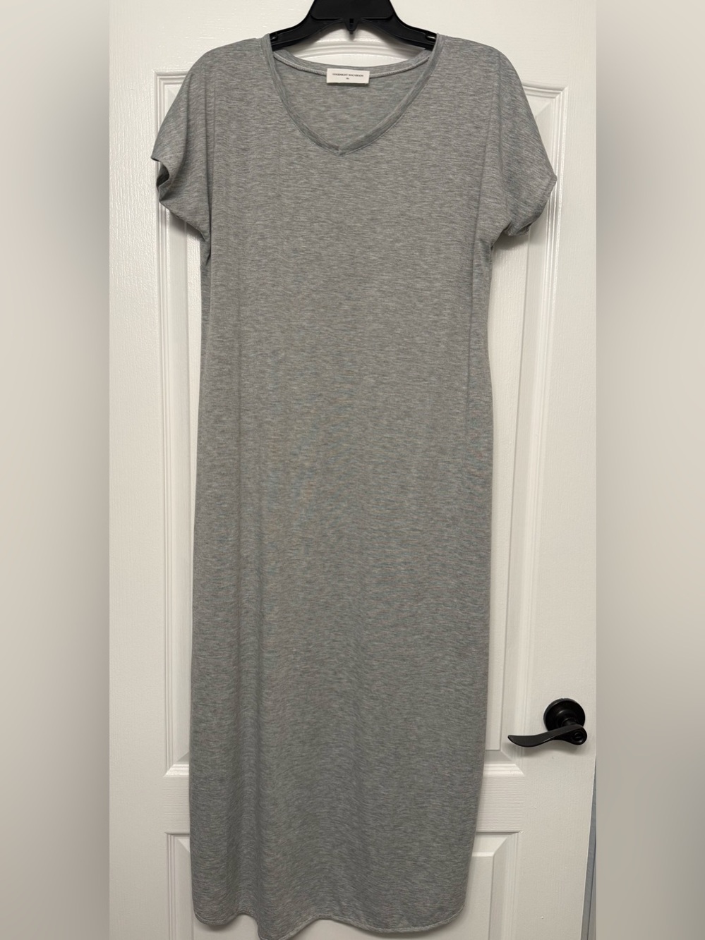 Goodnight Macaroon Heather Grey V-Neck Maxi Dress